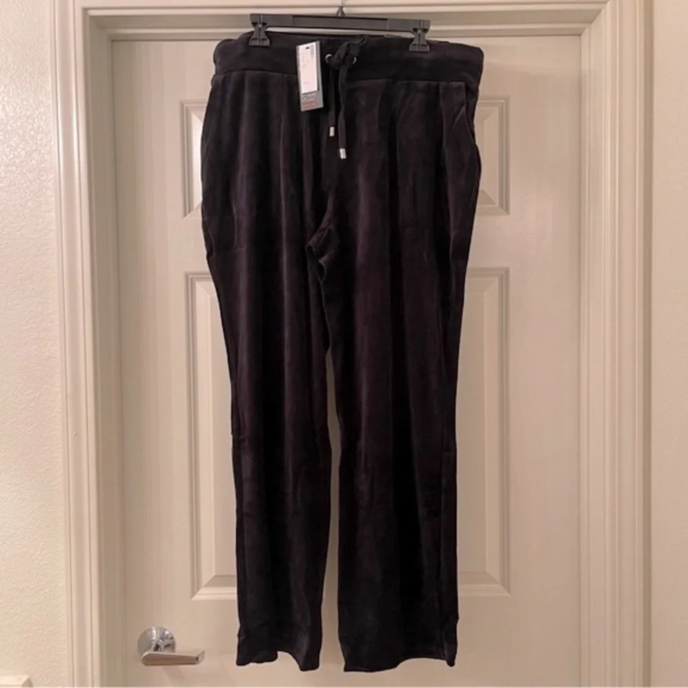 Avenue Rhinestone Toggle Drawstring Pull-on Velour Pant (SP11) - Picture 2 of 4